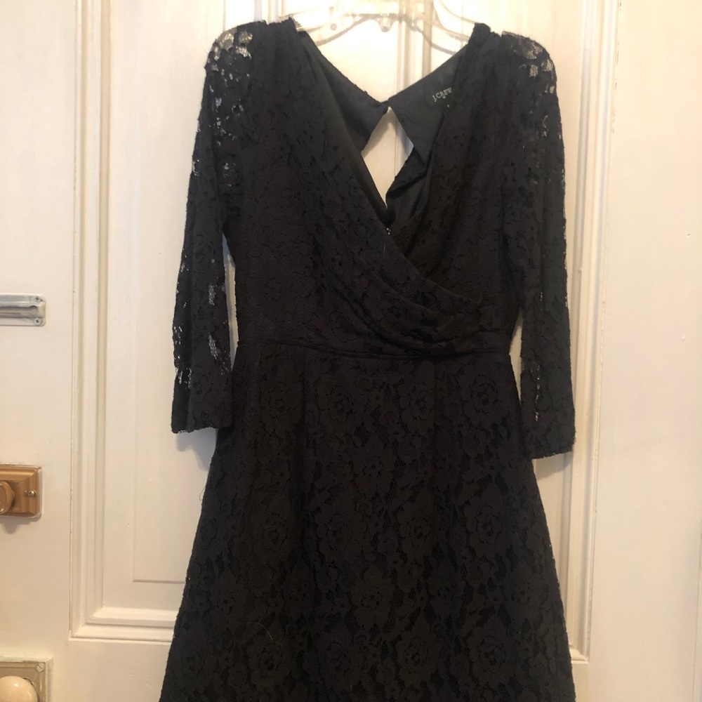 JCREW black lace to the knee dress